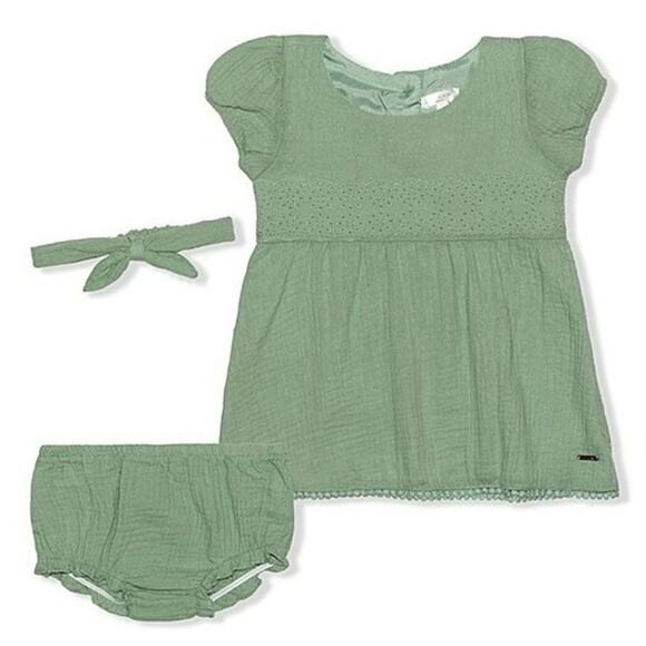 GREEN Scallop Lace Babydoll Dress Set - 18 M - Picture 1 of 1